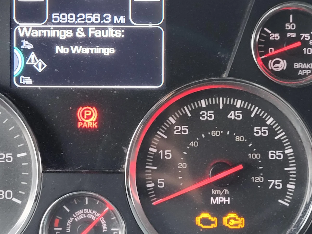 Professional truck computer diagnostics in progress