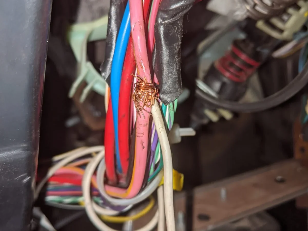 Damaged truck wiring located during electrical diagnosis